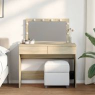 Тоалетка с LED, дъб сонома, 100x40x120 см