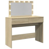 Тоалетка с LED, дъб сонома, 100x40x120 см