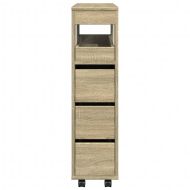 Тесен шкаф за баня с колелца, дъб сонома, инженерно дърво