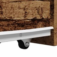 Тесен скрин за баня с колелца, старо дърво, инженерно дърво