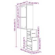 Тесен скрин за баня с колелца, старо дърво, инженерно дърво