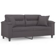 2-местен диван с декоративни възглавници сив 140 см