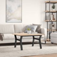 Кафе маса Y-образна рамка 80x80x45,5 см бор масив и стомана