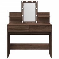 Тоалетка с LED, кафяв дъб, 100x40x130 см