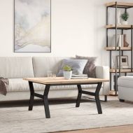 Кафе маса Y-образна рамка 90x90x45,5 см бор масив и стомана