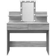 Тоалетка с LED, сив сонома, 100x40x130 см