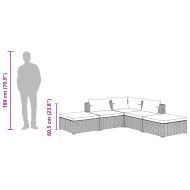 Градински лаундж комплект с възглавници 5 части кафяв полиратан