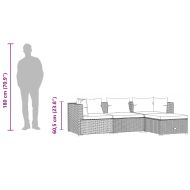 Градински лаундж комплект с възглавници 4 части полиратан черен