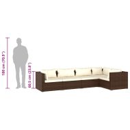 Градински лаундж комплект с възглавници 5 части кафяв полиратан