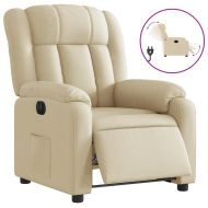 Електрически стол реклайнер , кремав, текстил