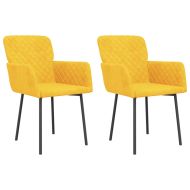 Трапезни столове, 2 бр, жълти, кадифе