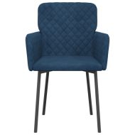 Трапезни столове, 2 бр, сини, кадифе