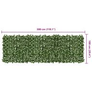 Балконски параван с тъмнозелени листа, 300x100 см