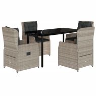 Градински трапезен комплект 5 части с възглавници светлосив