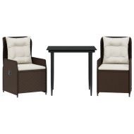 Градински комплект от 3 части с възглавници, кафяв, полиратан