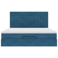 Османска легло с матраци, тъмносиньо, 160x200 см, кадифе