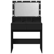 Тоалетка с LED, черна, 80x41x134,5 см