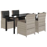 Градински трапезен комплект 5 части с възглавници светлосив
