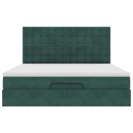 Османска легло с матраци, тъмнозелено, 160x200 см, кадифе