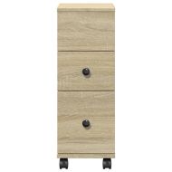 Тесен шкаф за баня с колелца, дъб сонома, инженерно дърво