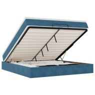 Османска легло с матрак, тъмносиньо, 160x200 см, кадифе