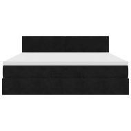 Османска легло с матрак, черно, 160x200 см, кадифе