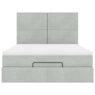 Османско легло с матраци Светло сиво 140x200cm кадифе