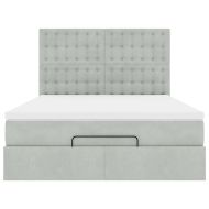 Османско легло с матраци Светло сиво 140x200cm кадифе