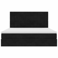 Османска легло с матраци, черно, 160x200 см, кадифе