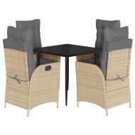 Градински комплект с възглавници 5 части бежов микс полиратан