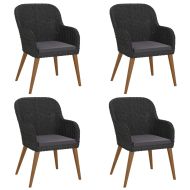 Градински трапезен комплект от 5 части с възглавници черен