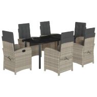 Градински комплект 7 части с възглавници светлосив полиратан