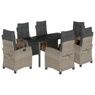 Градински комплект 7 части с възглавници светлосив полиратан