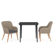 Градински трапезен комплект от 3 части с възглавници кафяв