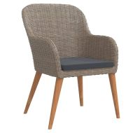 Градински трапезен комплект от 3 части с възглавници кафяв