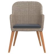 Градински трапезен комплект от 3 части с възглавници кафяв