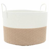 Кош за съхранение, кафяво и бяло, Ø51x33 см, памук