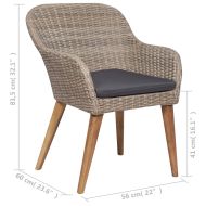 Градински трапезен комплект, 3 части, кафяв