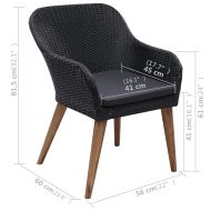 Градински трапезен комплект, 3 части, черен