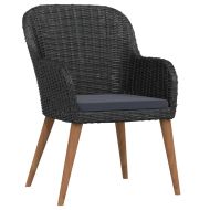 Градински трапезен комплект от 5 части с възглавници черен