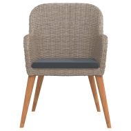 Градински трапезен комплект с възглавници, 5 части, кафяв