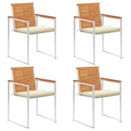 Градински столове 4 бр с възглавници масивно акациево дърво