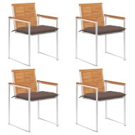 Градински столове 4 бр с възглавници масивно акациево дърво