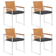 Градински столове 4 бр с възглавници масивно акациево дърво