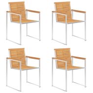 Градински столове 4 бр с възглавници тиково дърво масив