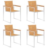 Градински столове, 4 бр, с възглавници, тиково дърво масив