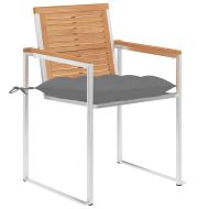 Градински столове 8 бр с възглавници тиково дърво масив