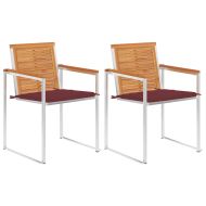 Градински столове с възглавници, 2 бр, акация масив и стомана