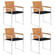 Градински столове 4 бр с възглавници масивно акациево дърво