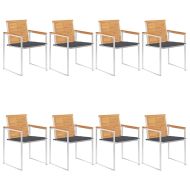 Градински столове, 8 бр, с възглавници, тиково дърво масив